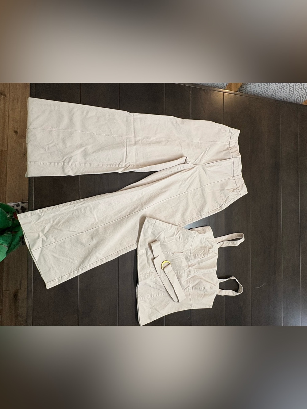 INC International Concepts Cream Wide-Leg Jumpsuit Set with D-Ring Belt